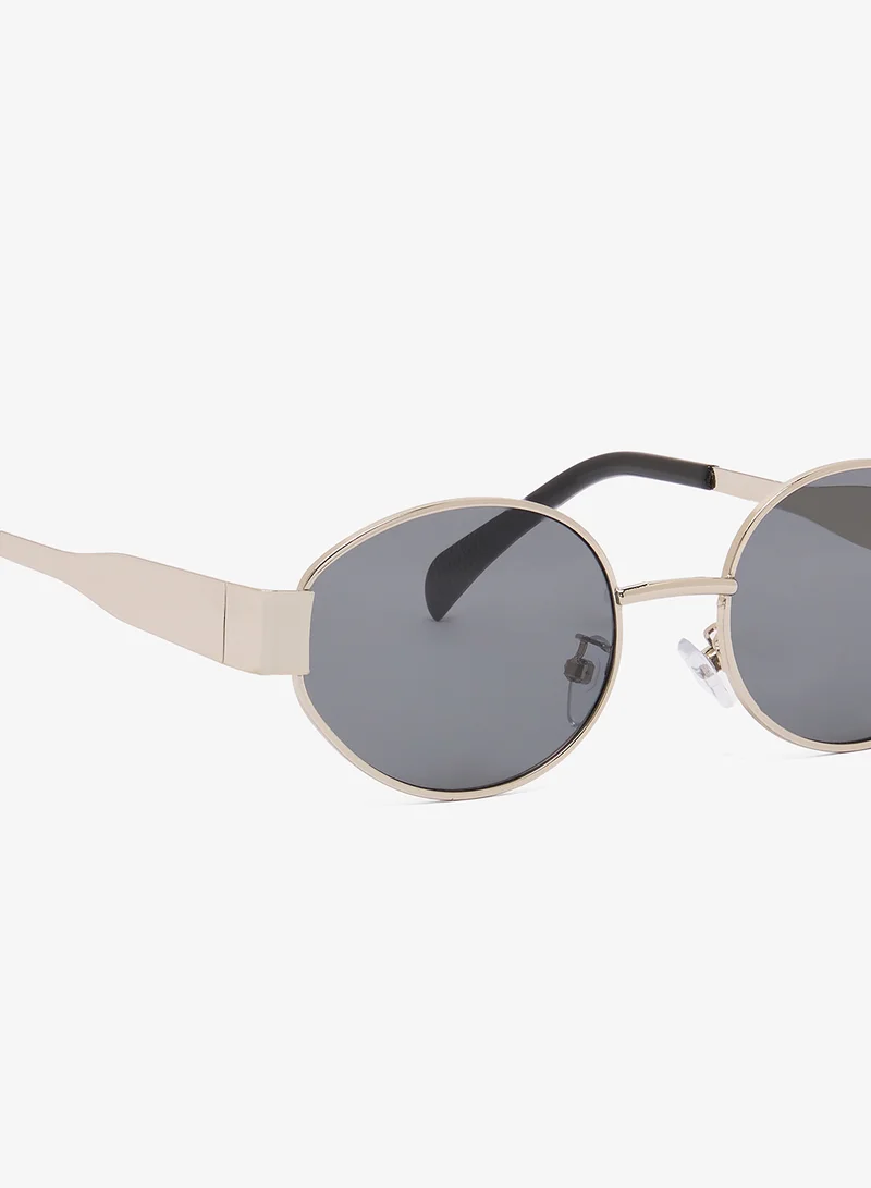 ELLA Silver Classic Round Sunglasses With Silver Accent for Women | Best Price UAE
